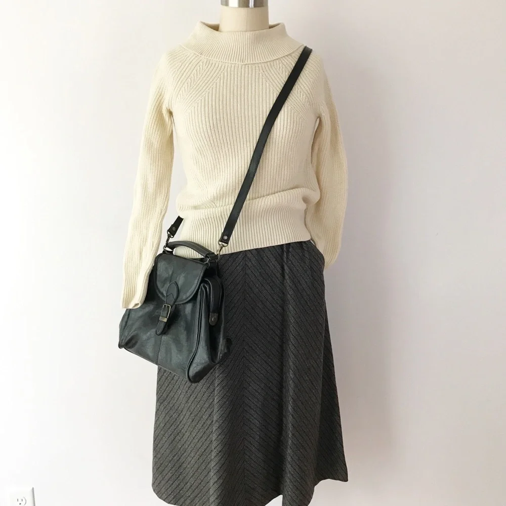 Karen‎ Millen Chunky Knit Cream Wool Sweater Mockneck Turtleneck Capsule